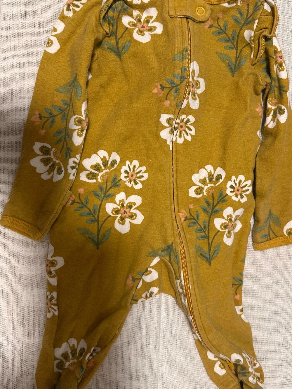 Caters Floral One-Piece Sleeper - Mustard Yellow